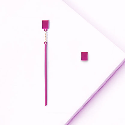 Pendant earrings with gold and PVD rectangle