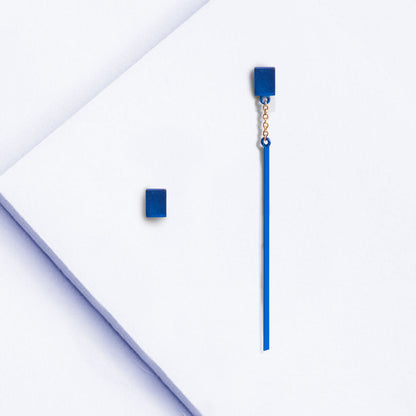Pendant earrings with gold and PVD rectangle