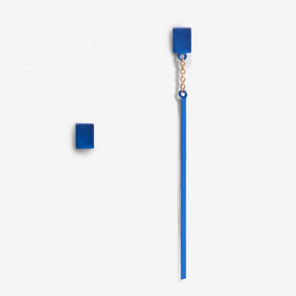 Pendant earrings with gold and PVD rectangle