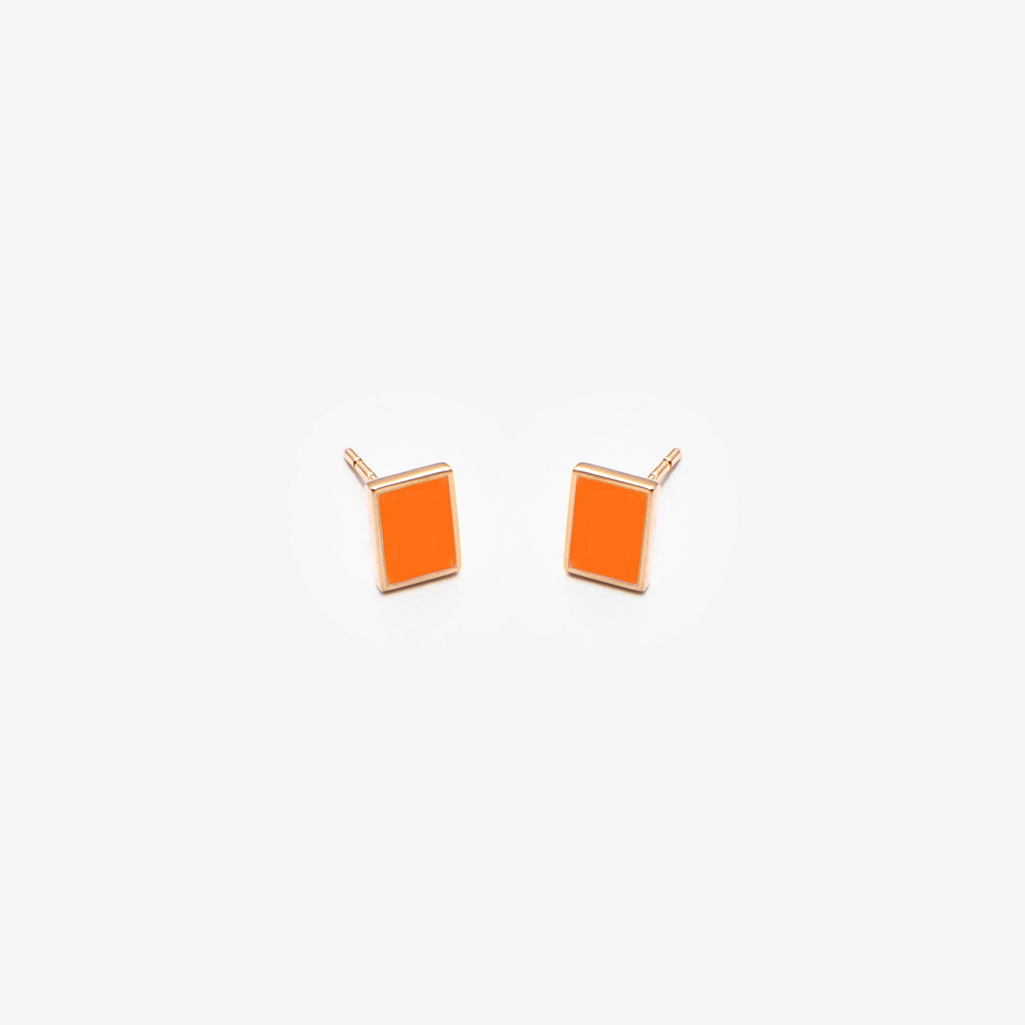 Floating rectangle orange earrings