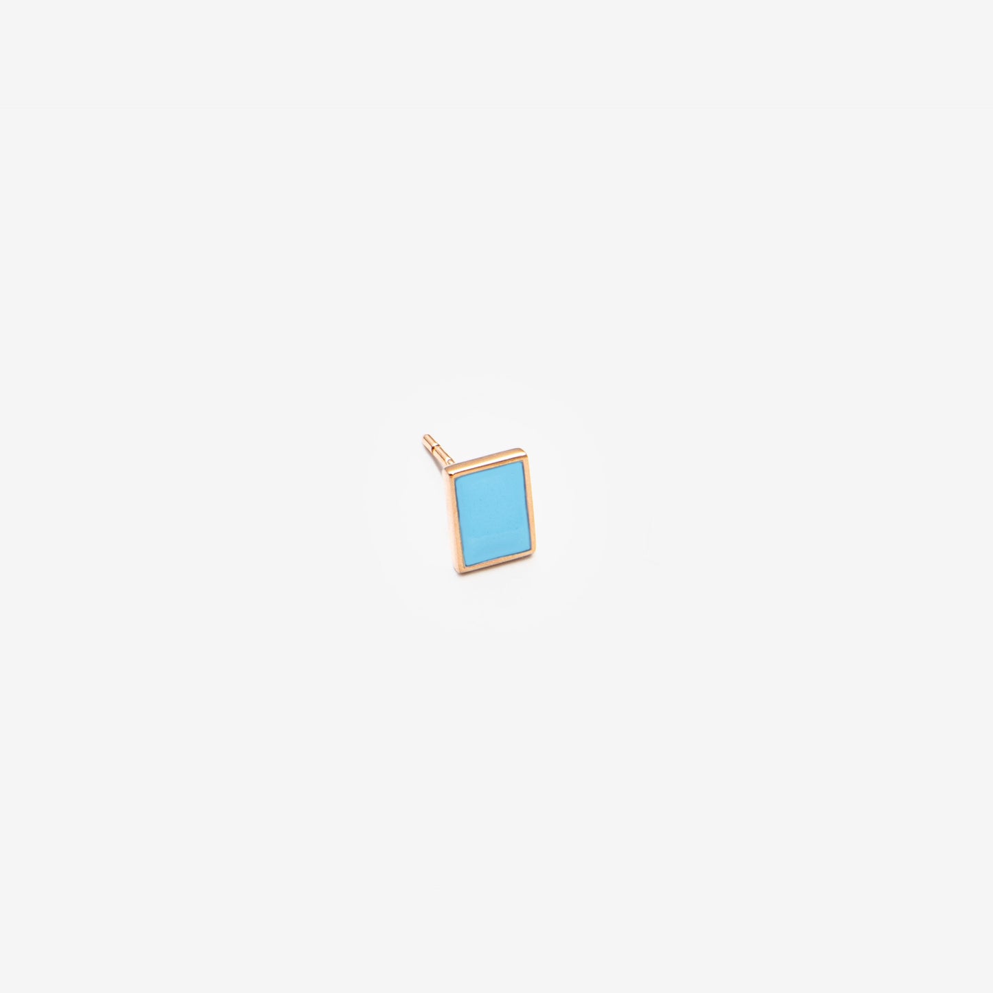 Floating rectangle light blue single earring