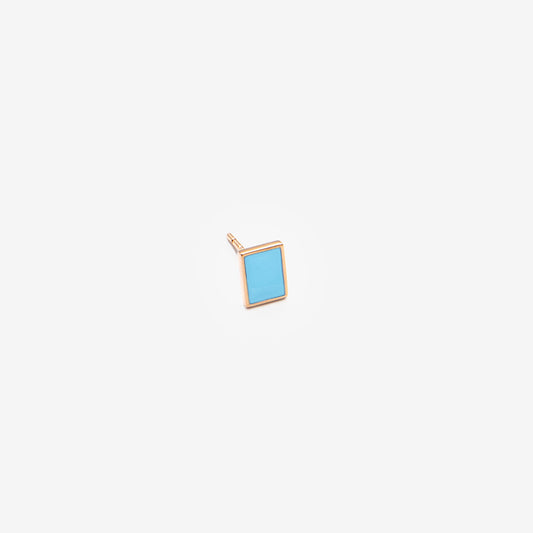 Floating rectangle light blue single earring
