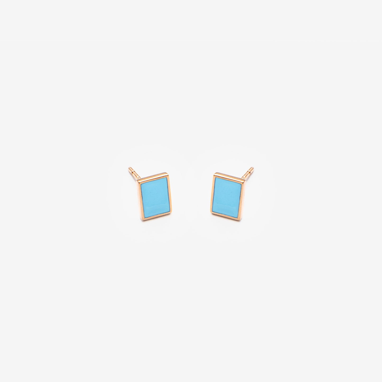 Floating rectangle light blue earrings