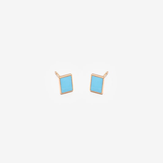 Floating rectangle light blue earrings