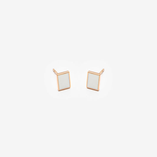 Floating rectangle white earrings