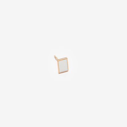 Floating rectangle white single earring