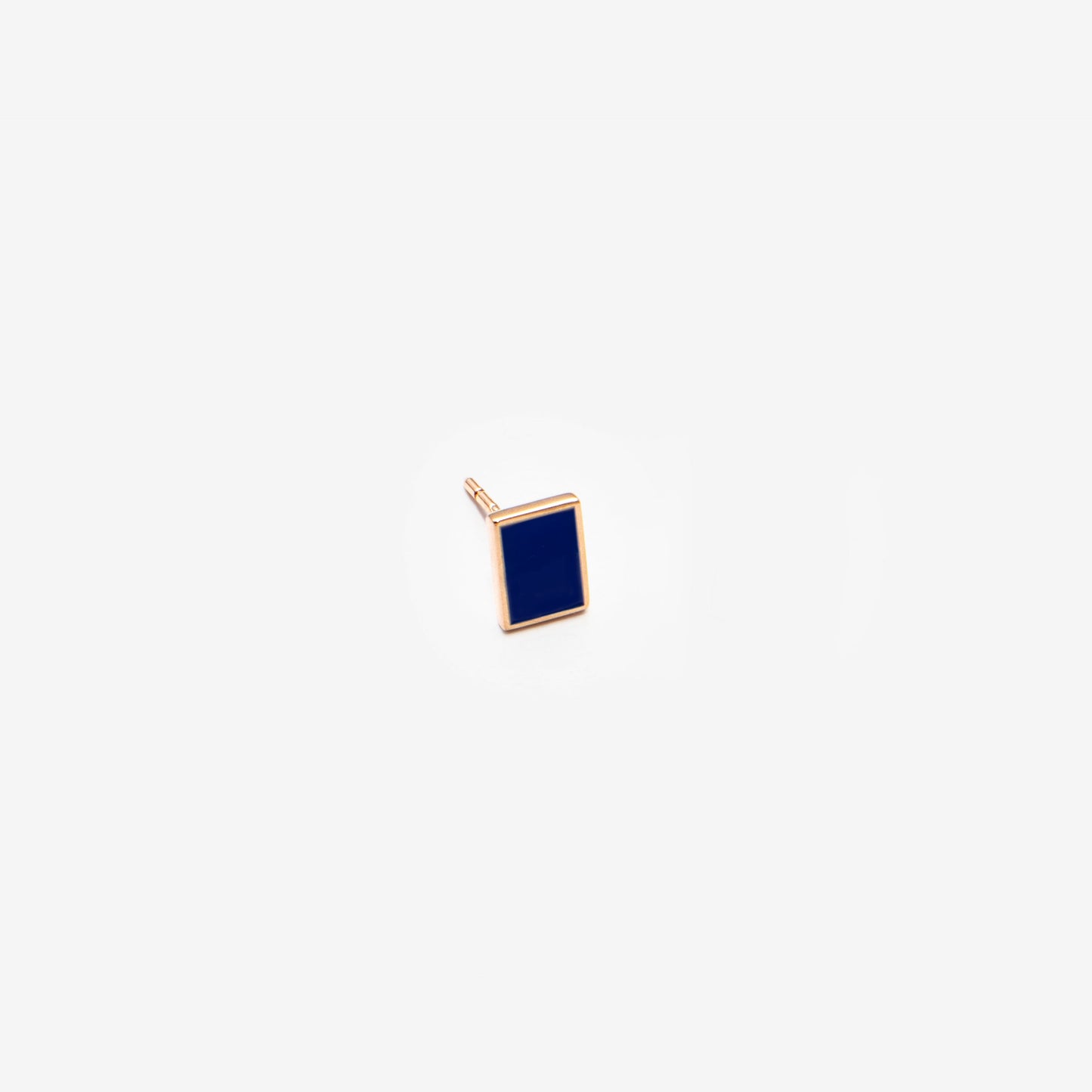 Floating rectangle dark blue single earring