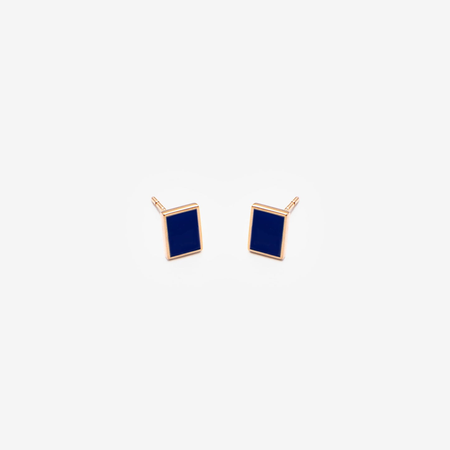 Floating rectangle dark blue earrings