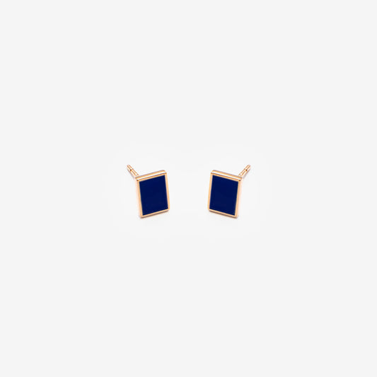Rectangle floating dark blue earrings