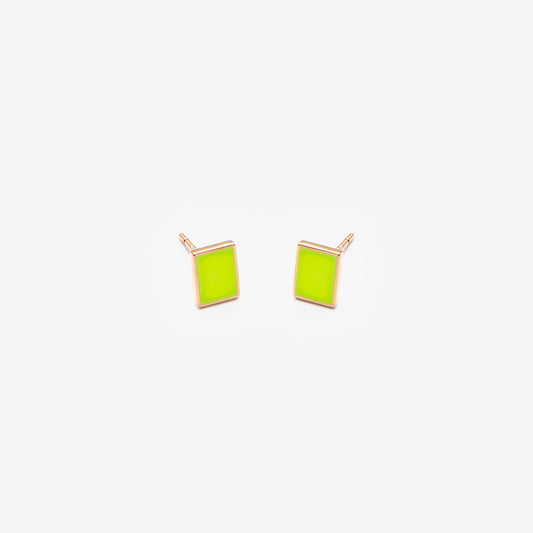 Floating rectangle fluo yellow earrings
