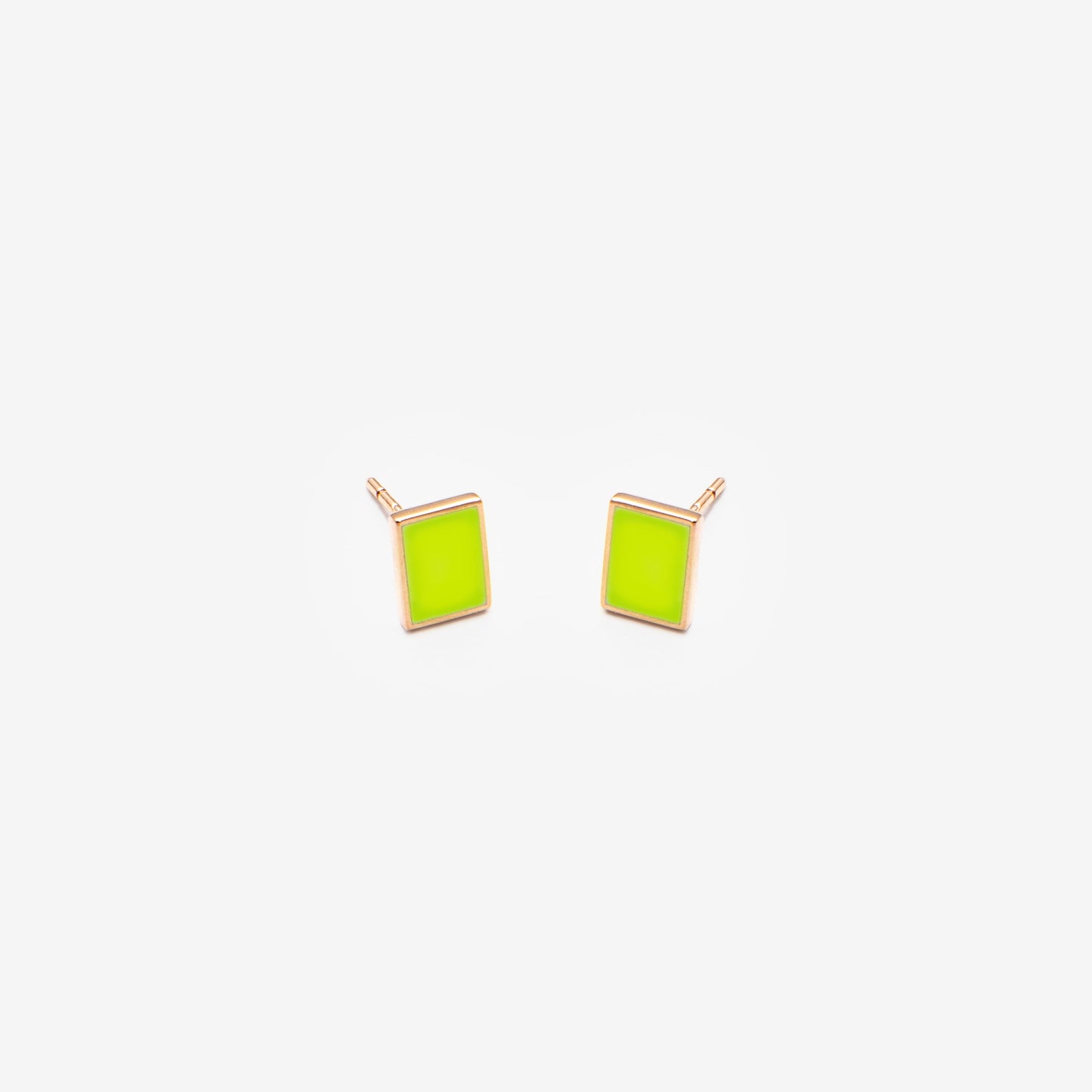  Rectangle floating lime green earrings 