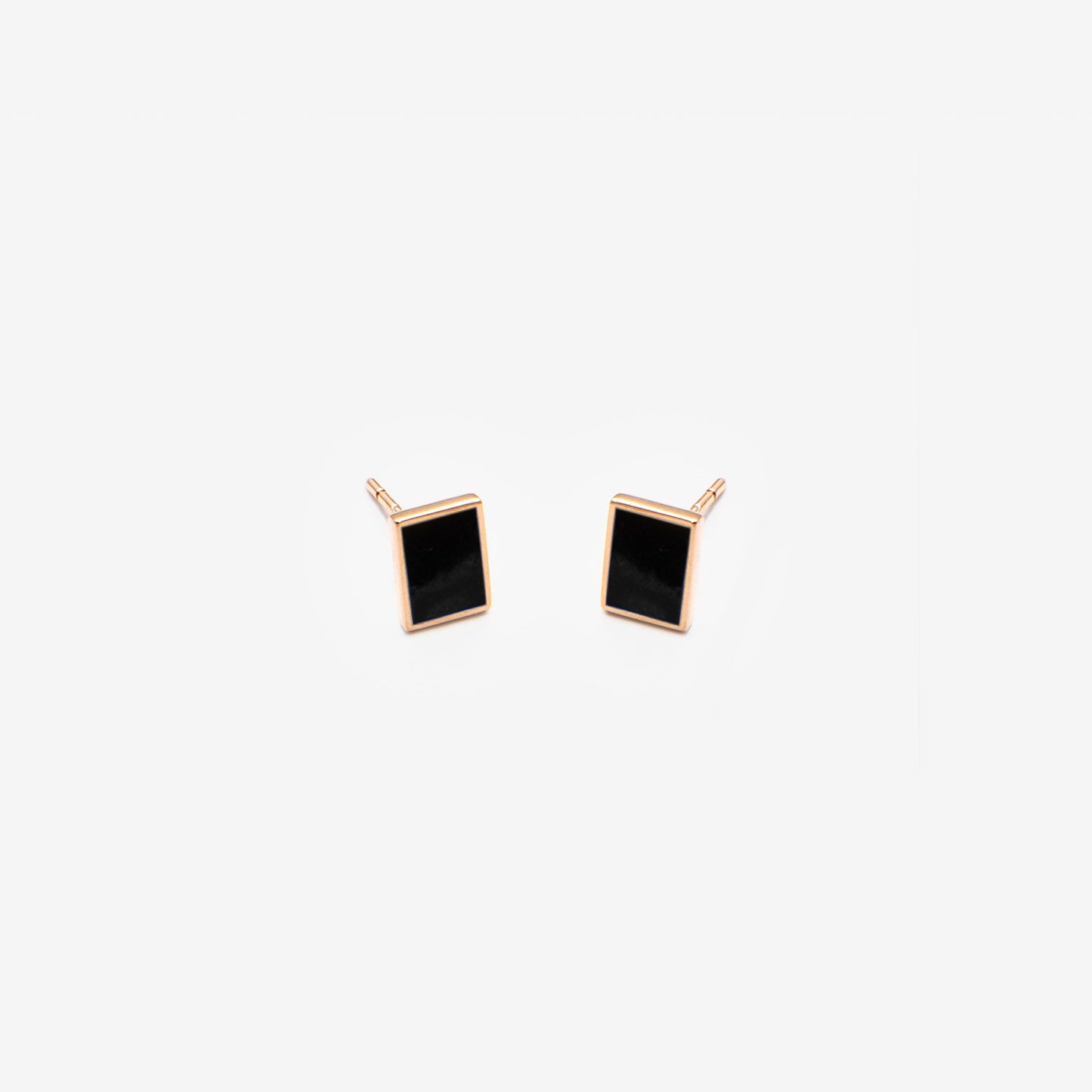 Floating rectangle black earrings