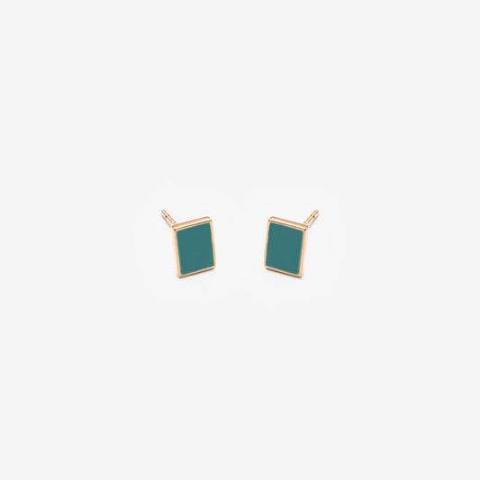 Floating rectangle petroleum blue earrings
