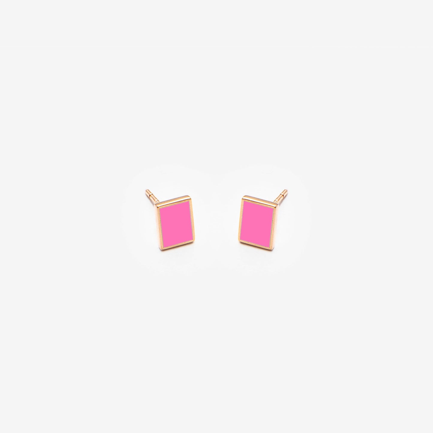 Floating rectangle fluo pink Earrings