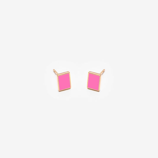 Floating rectangle fluo pink Earrings