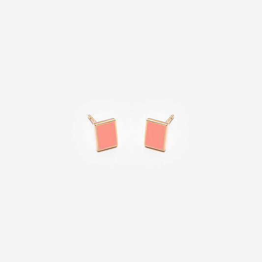 Floating rectangle salmon pink  earrings