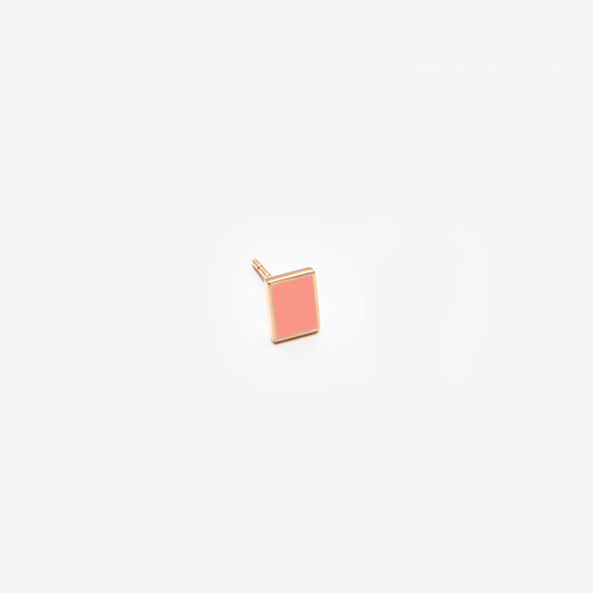 Floating rectangle salmon pink single earring