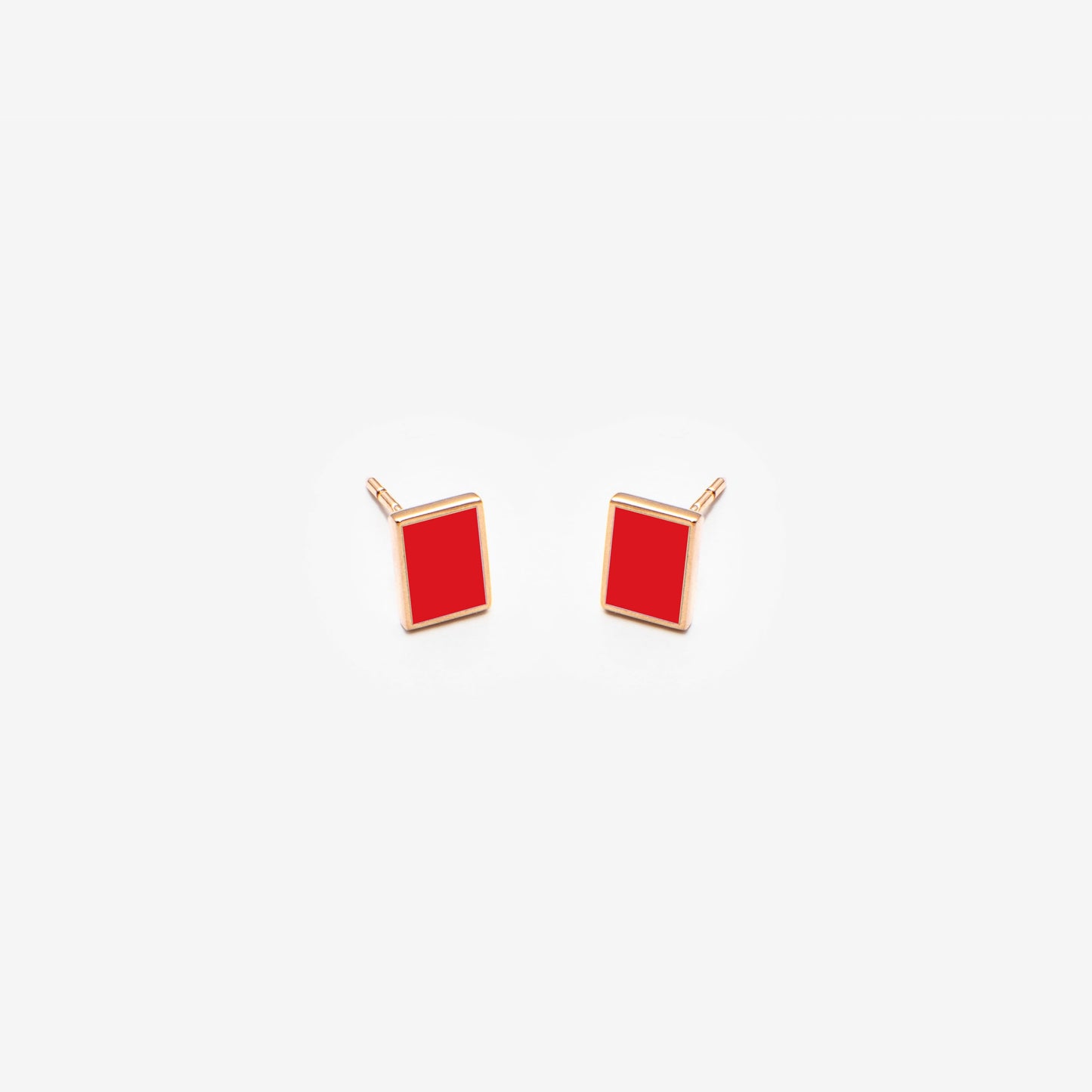 Floating rectangle red earrings