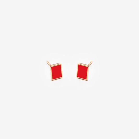 Floating rectangle red earrings