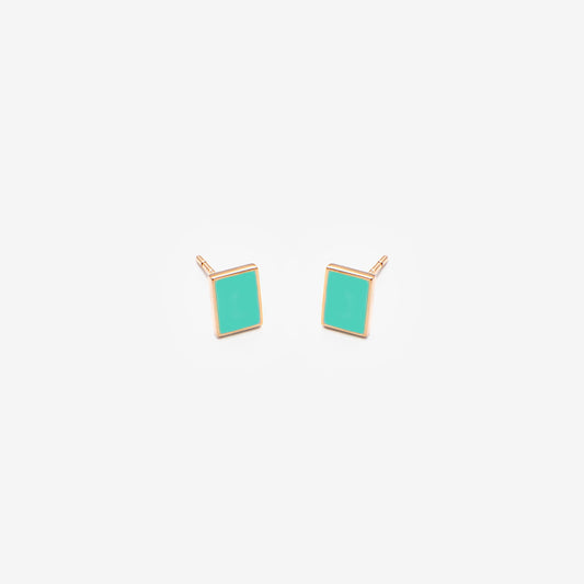 Floating rectangle turquoise earrings
