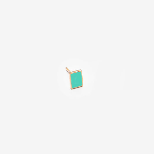 Floating rectangle turquoise single earring