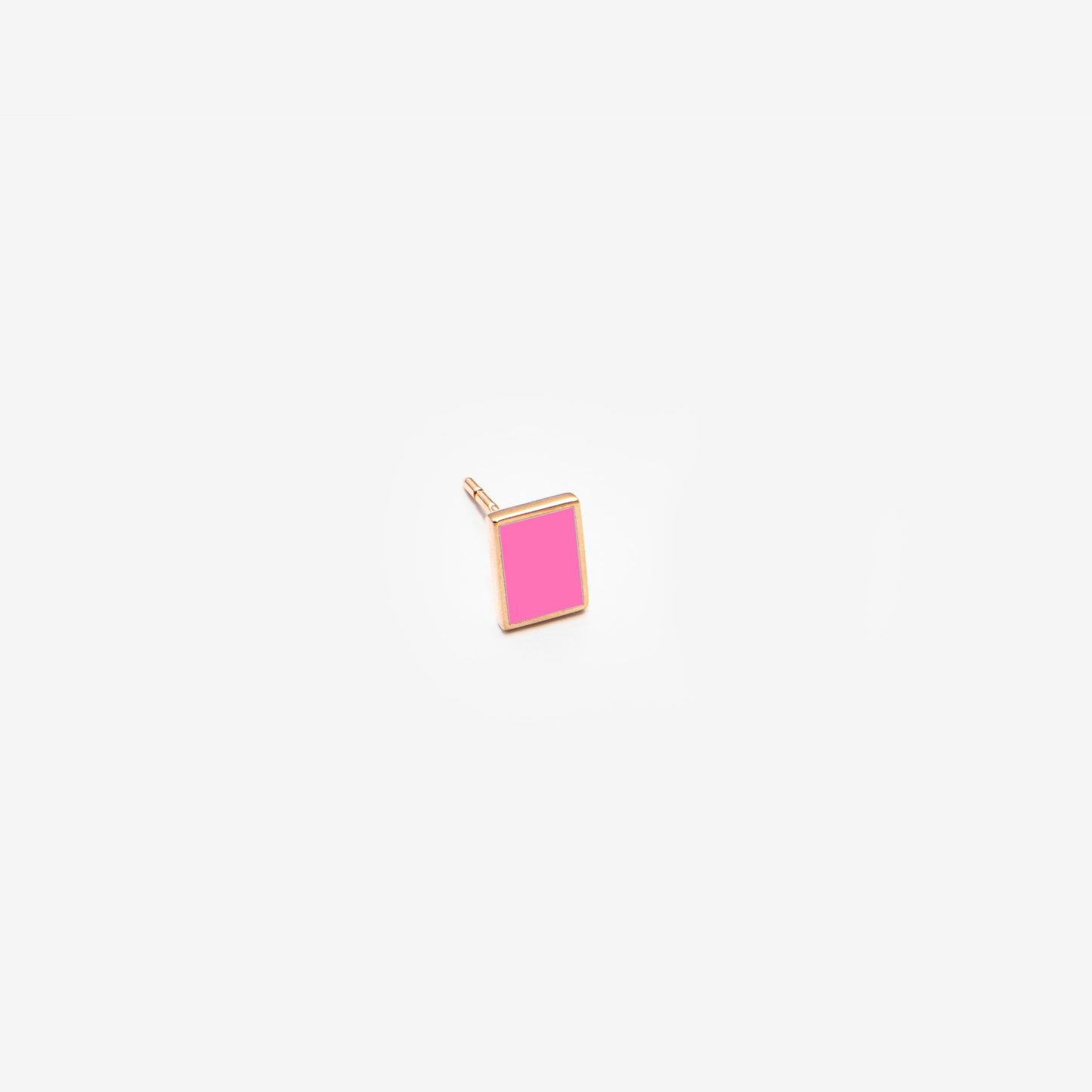 Floating rectangle fluo pink single earring