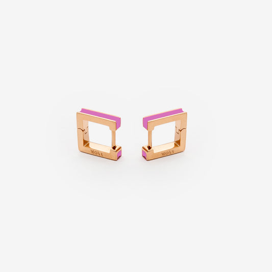 Square light pink earrings