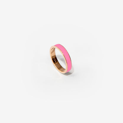 Rose gold band ring and fluo pink enamel 