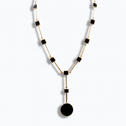Collana in oro rosa e pietre nere