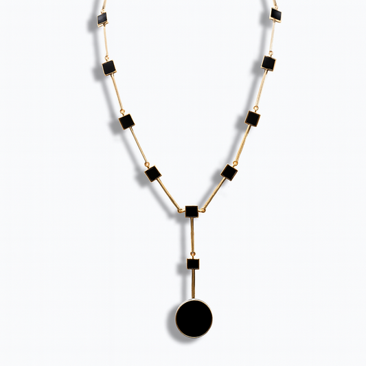 Collana in oro rosa e pietre nere
