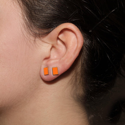 ORANGE RECTANGLE EARRINGS - FLOATING EARRINGS