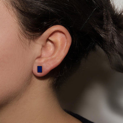 MONO ORECCHINO RETTANGOLO BLU SCURO - FLOATING EARRINGS
