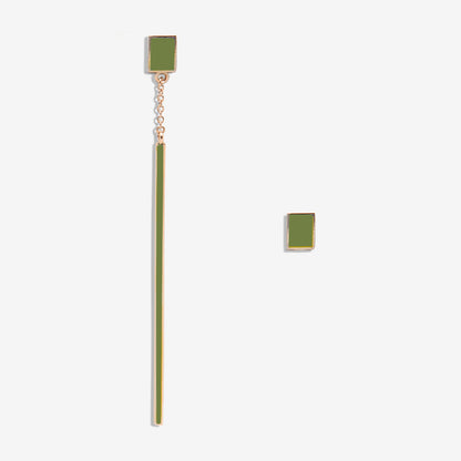 DROP + GREEN RECTANGLE - FLOATING EARRINGS