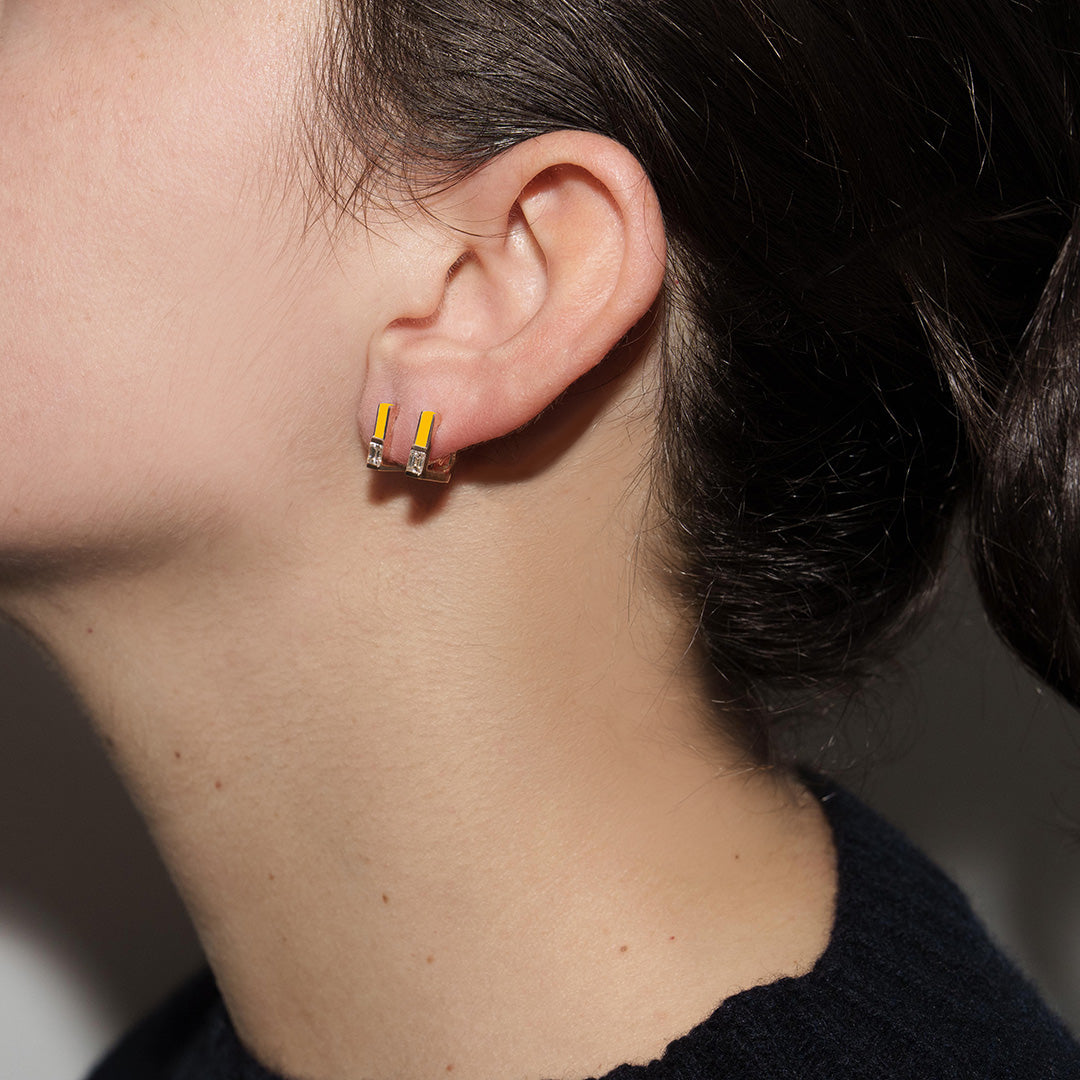 YELLOW DIAMOND EARRINGS - SQUARE