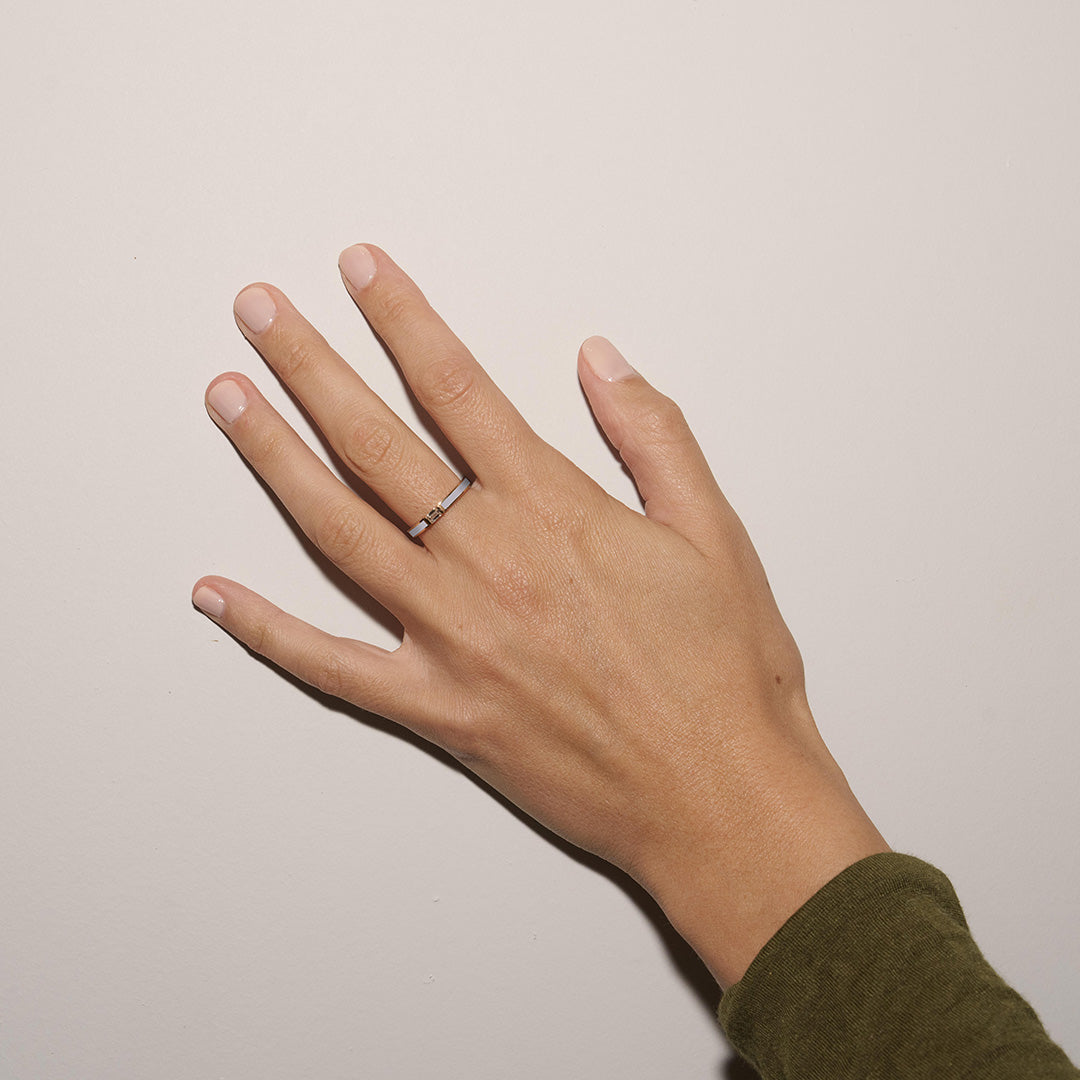 VERETTA ORO ROSA SMALTO COOL GRAY E DIAMANTE