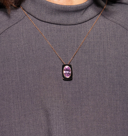 COLLANA CON KUNZITE NATURALE