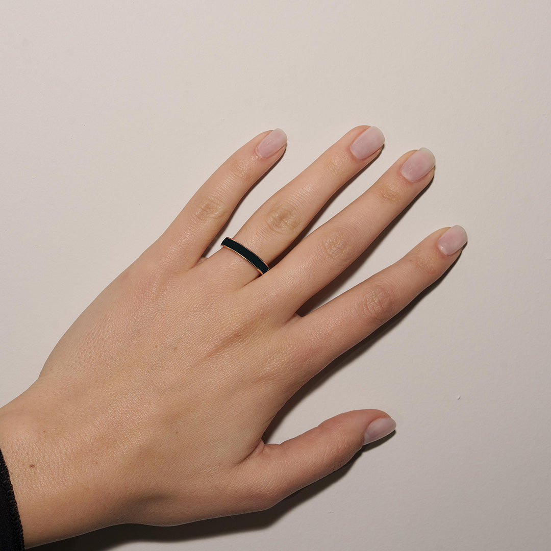 VERETTA IN ORO ROSA E SMALTO NERO