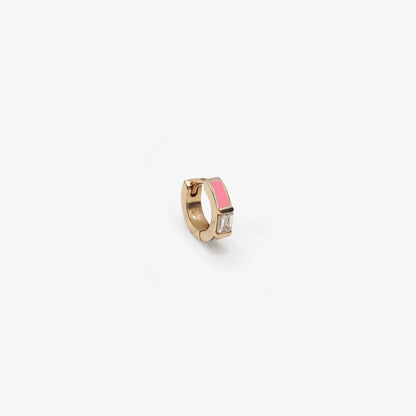 SINGLE FLUORESCENT PINK EARRING WITH DIAMOND - INSIDE