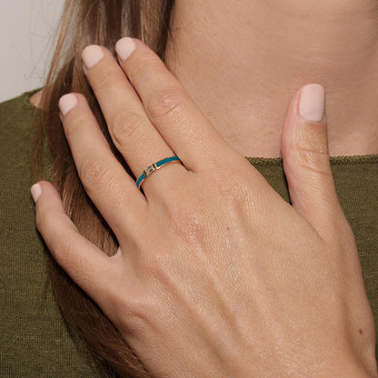 VERETTA ORO ROSA SMALTO PETROLIO E DIAMANTE