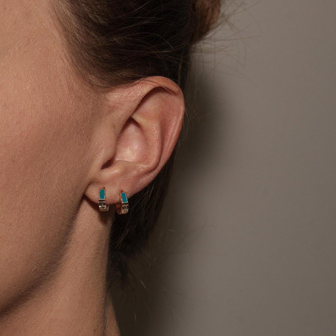 TEAL EARRINGS TEAL DIAMONDS - INSIDE