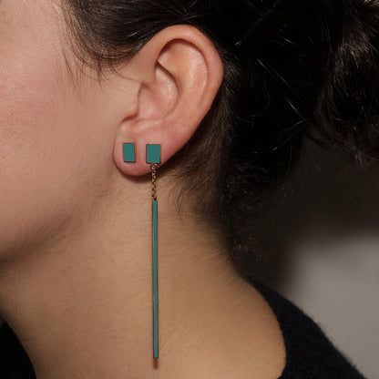 DROP + RECTANGLE TEAL - FLOATING EARRINGS