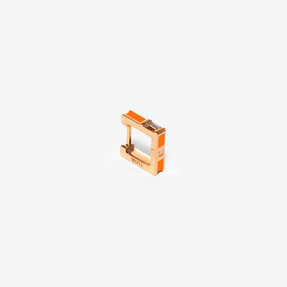 Orecchino Square arancione con diamante