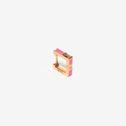 Orecchino Square rosa fluo con diamante