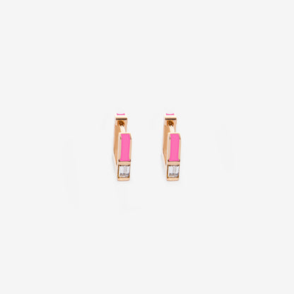 Orecchini Square rosa fluo con diamanti