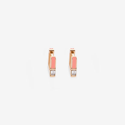 Orecchini Square rosa salmone con diamanti