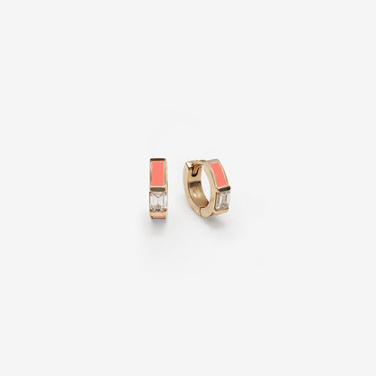 SALMON PINK EARRINGS WITH DIAMONDS - INSIDE