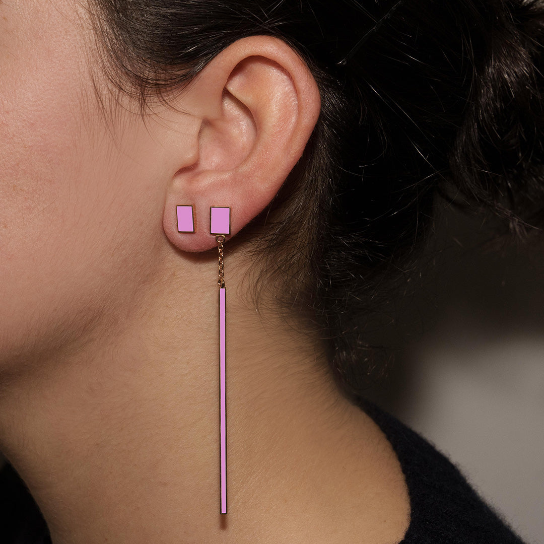 DROP + LIGHT PINK RECTANGLE - FLOATING EARRINGS