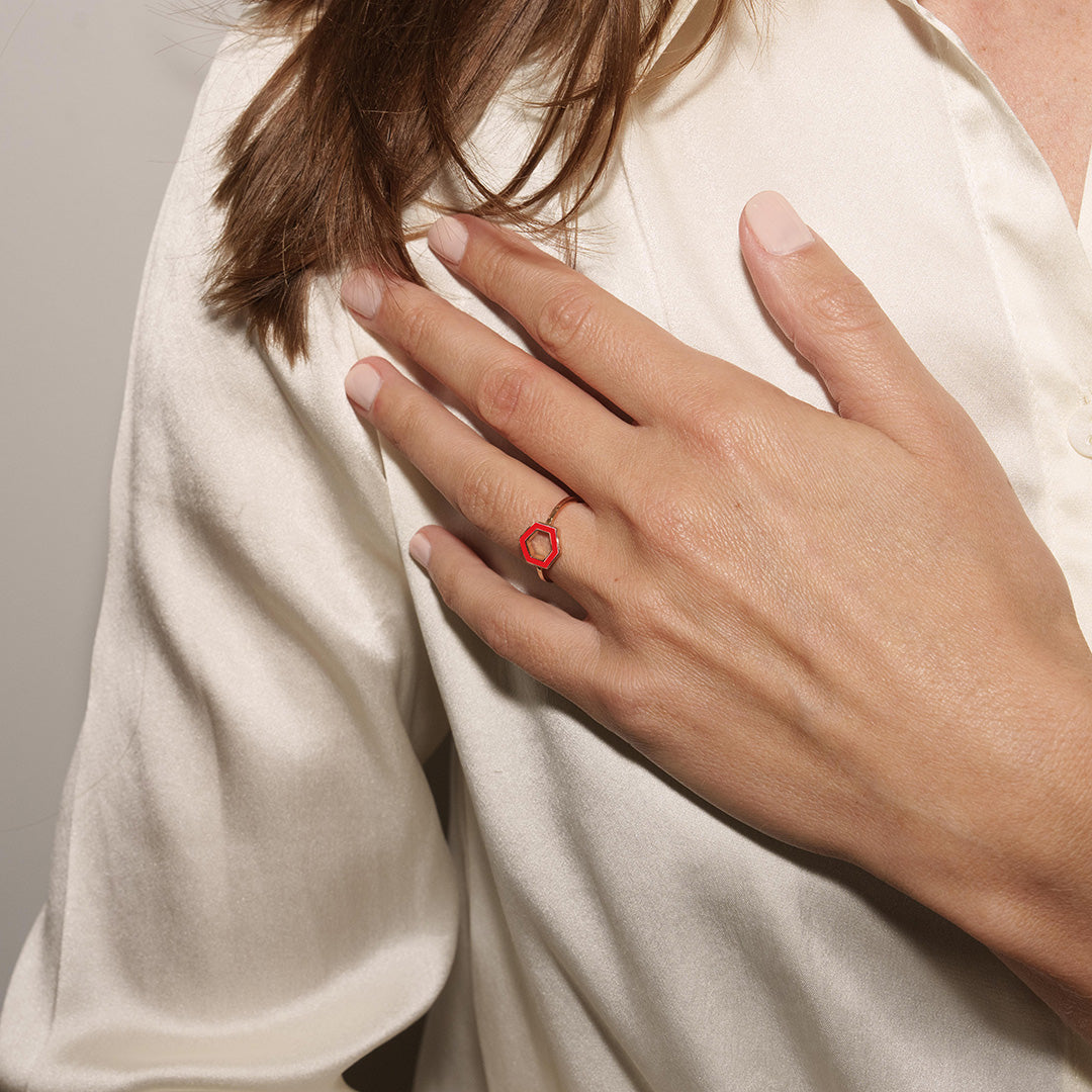 ANELLO ESAGONALE ROSSO - FRAME