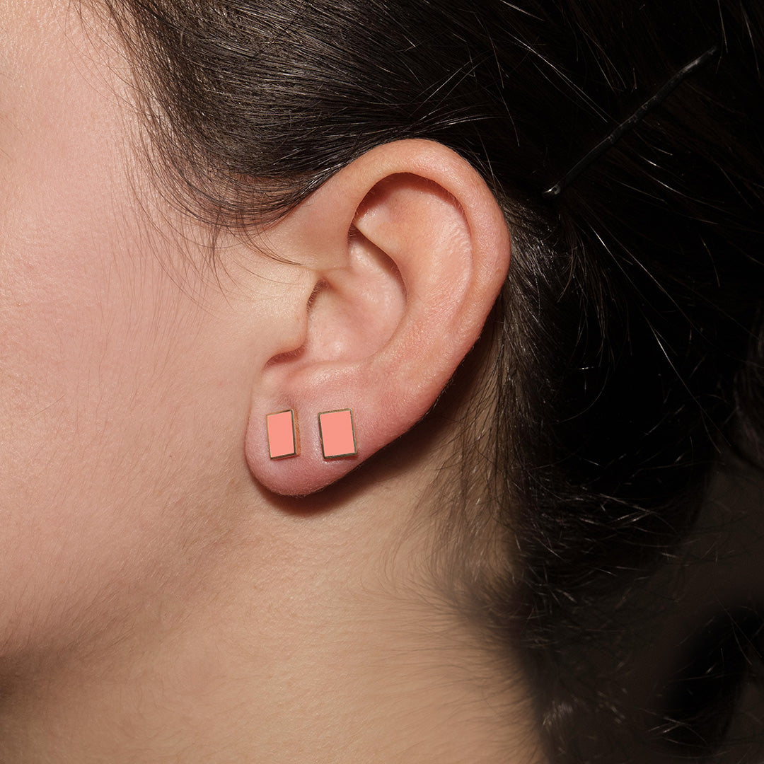 ORECCHINI RETTANGOLI ROSA SALMONE - FLOATING EARRINGS