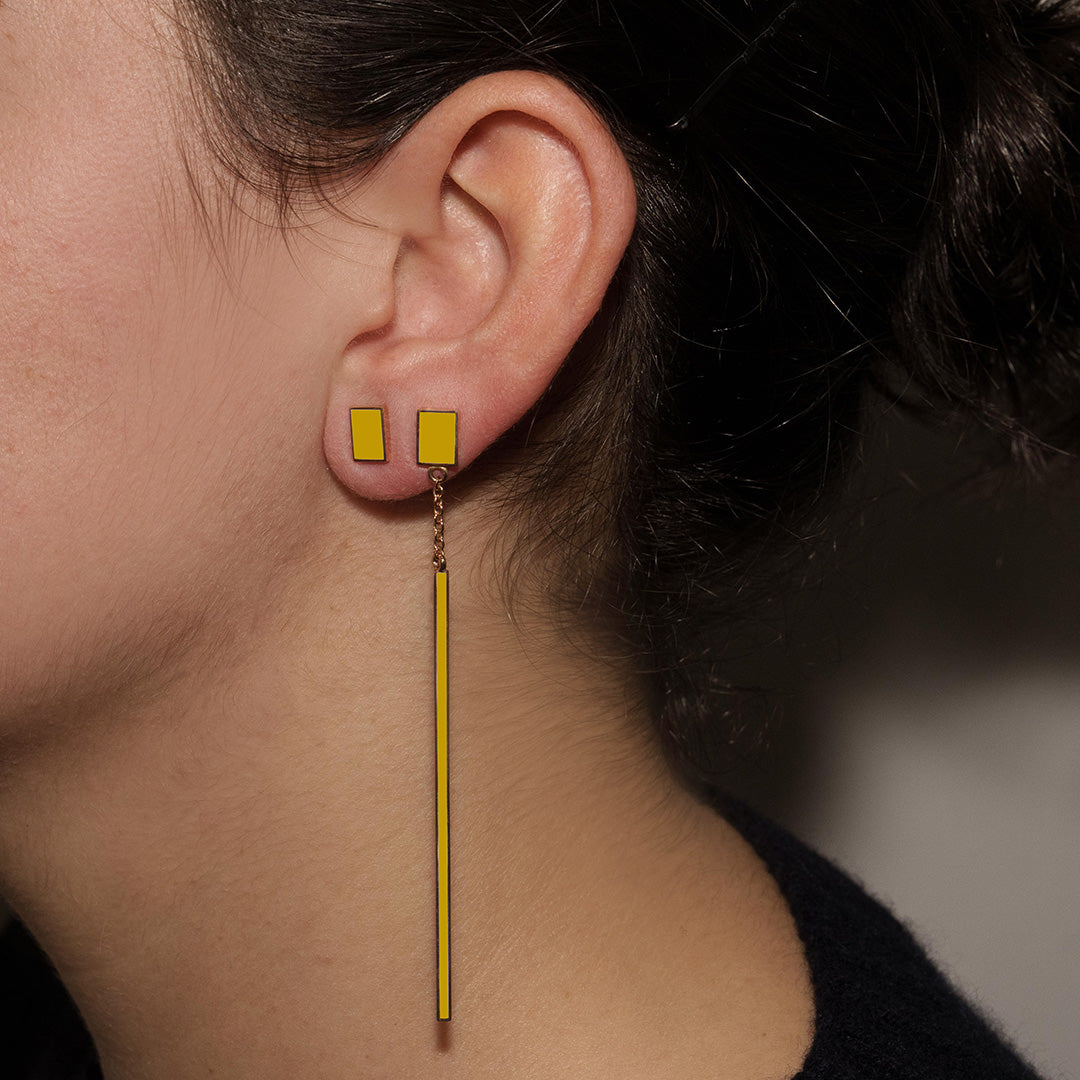 DROP + RECTANGLE MUSTARD - FLOATING EARRINGS